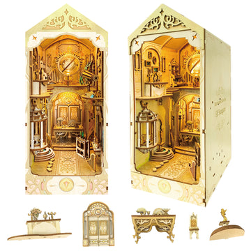 Elf Stargaze Book Nook Kit, DIY Miniature Dollhouse Booknook Kit, 3D Wooden Puzzle Bookend Insertwith LED Light for Teens and Adults