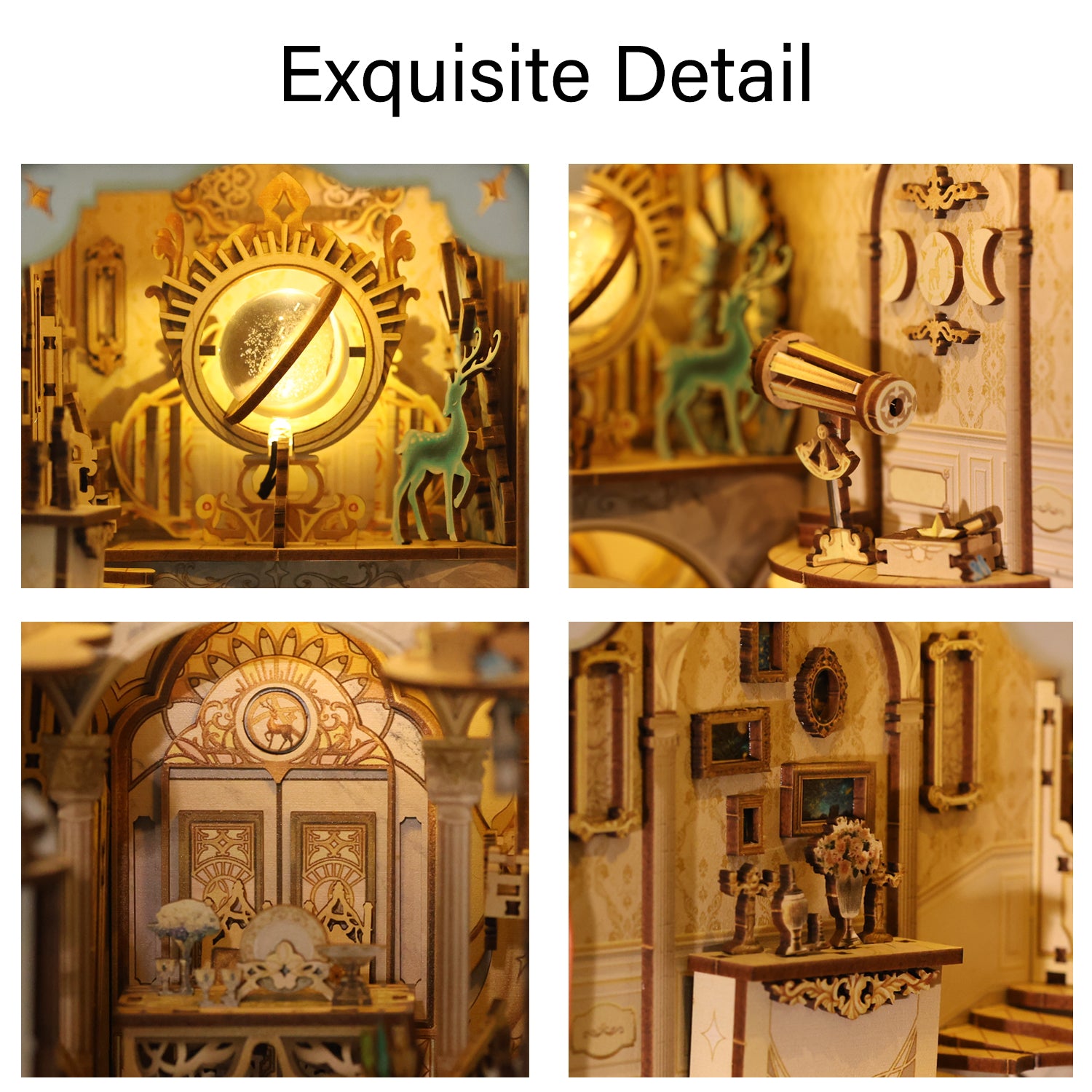 Elf Stargaze Book Nook Kit, DIY Miniature Dollhouse Booknook Kit, 3D Wooden Puzzle Bookend Insertwith LED Light for Teens and Adults