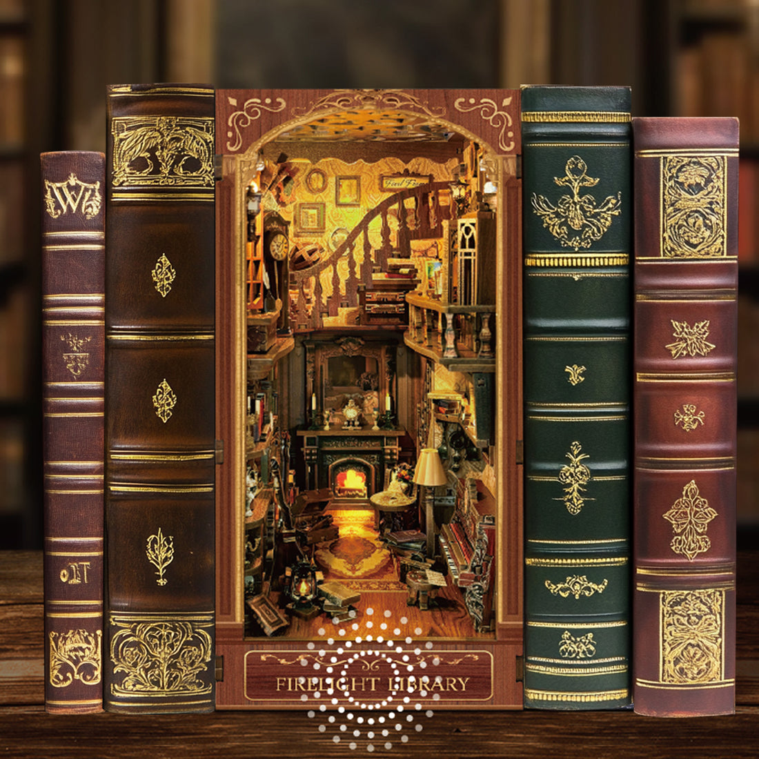 Firelight Library Book Nook, DIY Miniature House