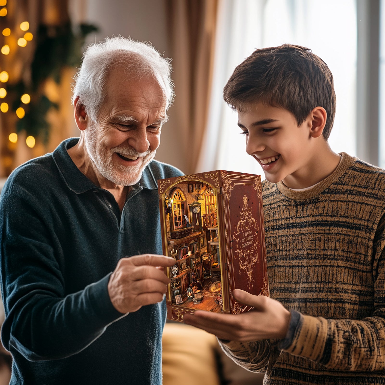 Firelight Library Book Nook, DIY Miniature House