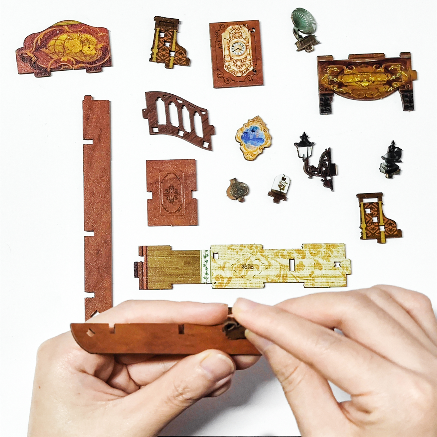 Book Nook Kit, DIY Booknook Stand Miniature Kit 3D Wooden Puzzle Bookendwith Led Light Crafts for Adults and Teens Gift