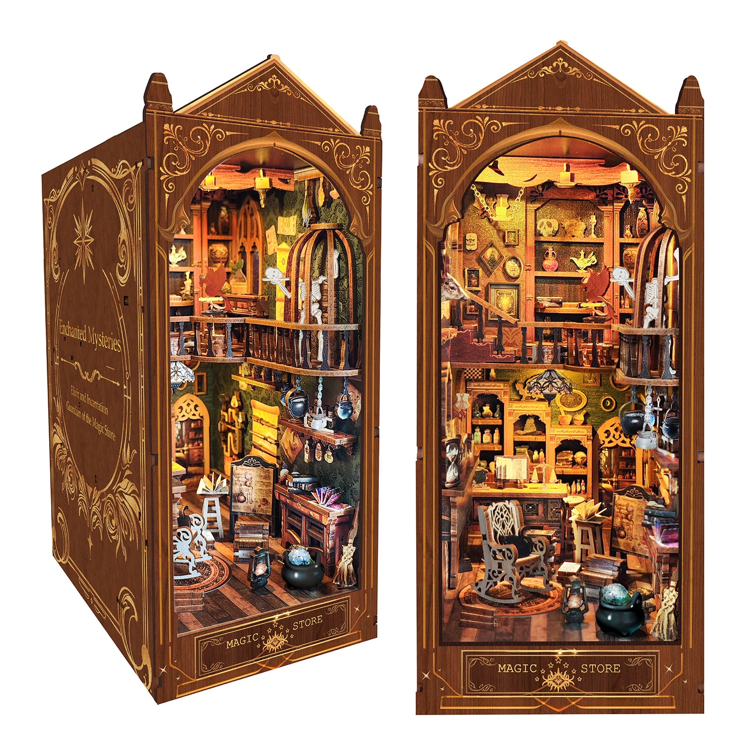 Book Nook Kit, Magic Store Dollhouse Booknook Insert Decor Alley DIY Miniature House Kit with Led Light