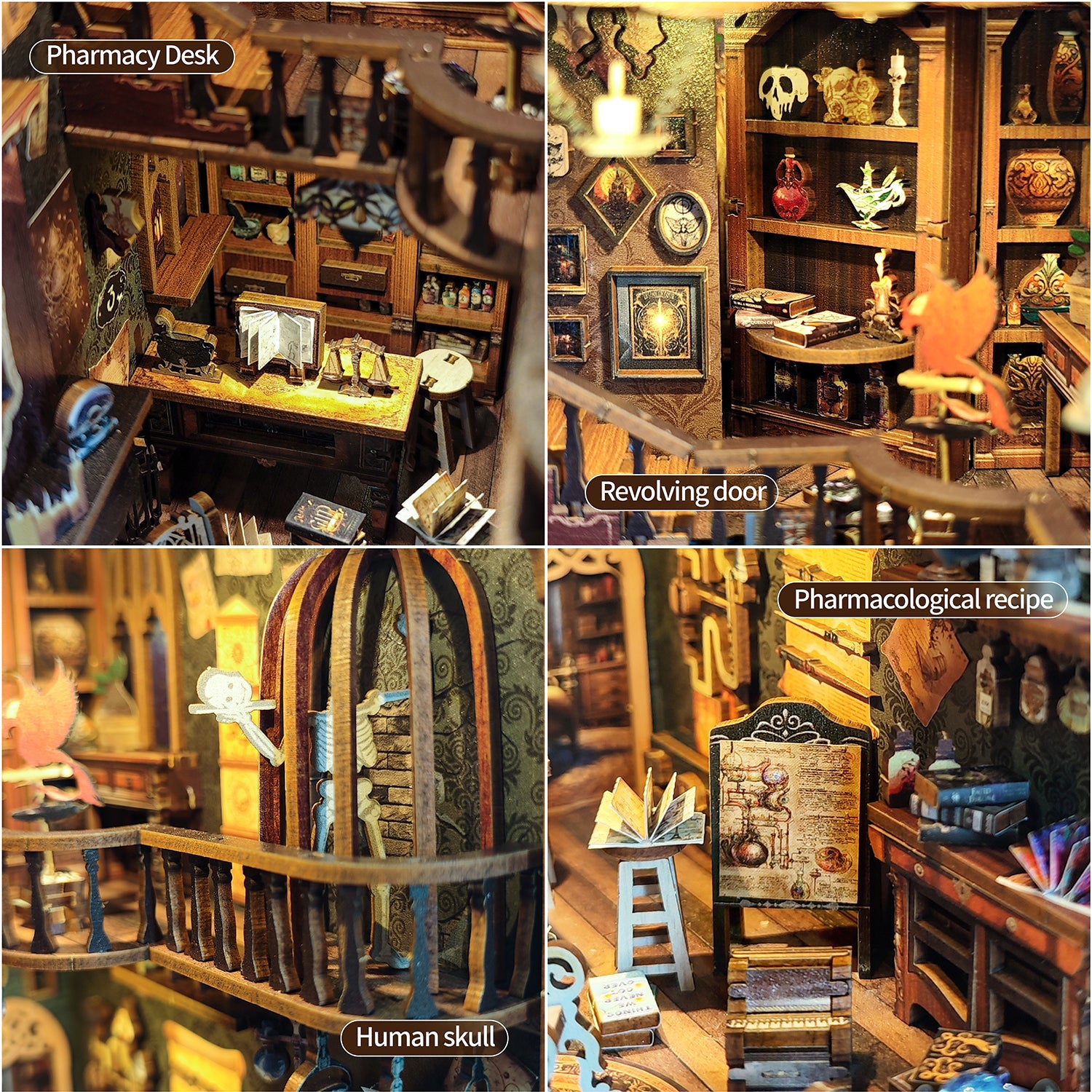 Book Nook Kit, Magic Store Dollhouse Booknook Insert Decor Alley DIY Miniature House Kit with Led Light