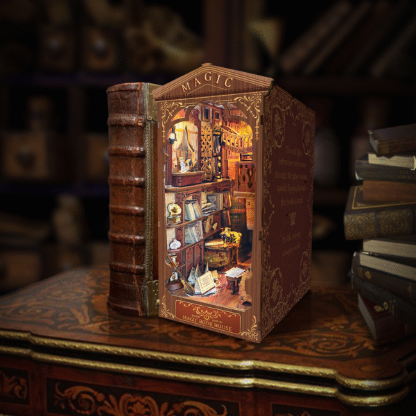 DIY Booknook Stand Miniature Kit Shelf Insert with Led Light Crafts for Adults - 图片 4
