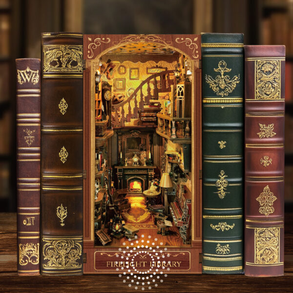 Firelight Library Book Nook,3D Bookshelf Decor for Adults - 图片 4